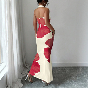 <span class=keywords><strong>Abito</strong></span> <span class=keywords><strong>Lungo</strong></span> Aderente da Donna 2026 Sexy con Stampa Floreale, <span class=keywords><strong>Scollo</strong></span> all'Americana e Schiena Scoperta Personalizzabile - Product Image 4