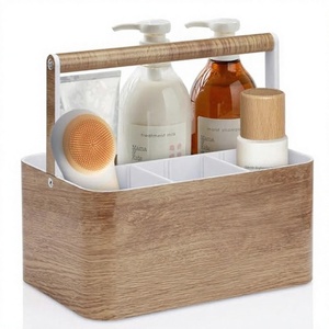 Organizador de Almacenamiento Rectangular Blanco de Plástico PP Ecológico, Simple y Multifuncional con Asa para Artículos Diarios, Baño y Accesorios de Escritorio - Product Image 3