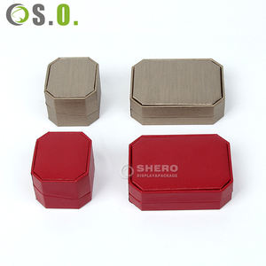 Red PU Leather Luxury Jewelry Packaging Paper Box Modern Design Pendant Necklace Bracelet Diamond <b>Ring</b> Bangle PU Leather Box Set - Product Image 6