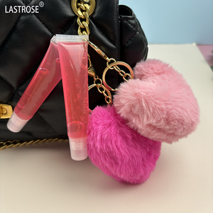 Private Label Clear Lipgloss Keychain <span class=keywords><strong>Kit</strong></span> de vente en gros Vegan Squeeze Tube Brillant à lèvres rose brillant parfumé de luxe <span class=keywords><strong>avec</strong></span> pompon - Product Image 4