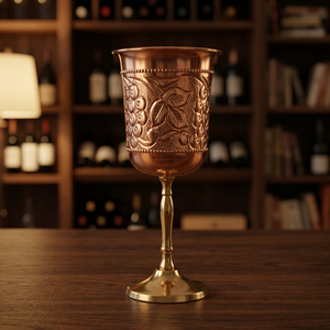 Hand Made <b>Copper</b> Wine Glass Floral Pattern Vintage Design Gold Plated Stemmed Cup For Wedding Party Adults - Product Image 2