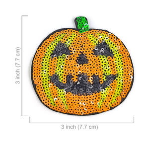 Venta al por mayor sostenible lindo Halloween calabaza lentejuelas hierro-en parche para tela gran oferta tela de PVC (lona chenilla) función 3D - Product Image 3