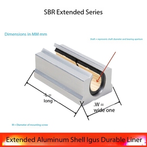 Palier linéaire en aluminium-plastique à glissière allongée antirouille autolubrifiant SBR12 16 20 25 30 35 40LUU support en aluminium - Product Image 2