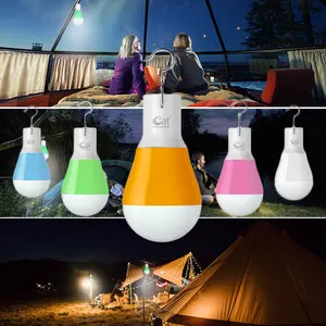 Bombilla portátil recargable por USB, lámpara de camping, iluminación exterior de emergencia para uso residencial, opciones de color disponibles