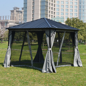 Vente en gros de gazebo en aluminium YORLLA avec toit rigide, pavillon en métal avec rideaux d'intimité et <span class=keywords><strong>moustiquaire</strong></span> B2B - Product Image 2