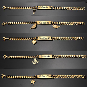Bracciale in Acciaio Inox 304 Placcato Oro 18K PVD Impermeabile con Logo Personalizzato e Incisione Nome Ali Cuore - Product Image 6