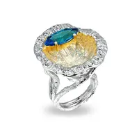 Wholesale Horse Eye Design 925 Sterling Silver Ring with Blue Topaz