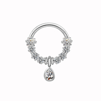 Nouveau clicker de septum en acier inoxydable Gaby incrusté de zircons anneaux de nez en or cerceaux de nez bijoux de piercing en gros pour les femmes