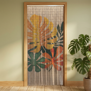 Bamboo Beaded Vertical Blinds Tropical Leaf Pattern Blackout Bohemian Modern Design Sliding Window Door Curtain High Quality - Product Image 3