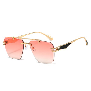 Nuevas Gafas de Sol sin Marco Estilo Europeo Americano UV400 con Degradado de Color y Textura Metálica Pintada para Comercio Transfronterizo - Product Image 5