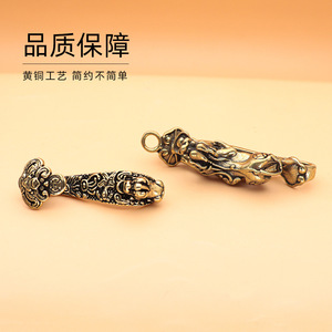 Laiton brave jade ruyi <span class=keywords><strong>bouche</strong></span> morsure lingot dieu bête fortune voiture clé pendentif cadeau décrochage approvisionnement - Product Image 2