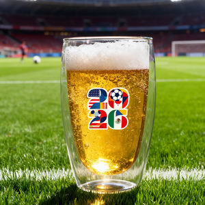 Nouvelle conception mondiale 2026 – Chopes à bière en verre à double paroi pour les fans de football – Coupes de match de soccer pour les supporters – Articles de boisson pour clients - Product Image 2