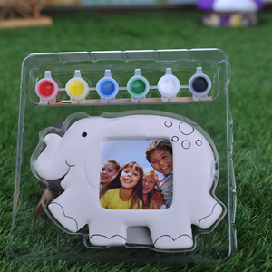 Álbumes de fotos de elefante de yeso DIY, accesorios de marco para niños, pintura artesanal, marco de fotos A4, figurita de Arte de cerámica, regalo de vacaciones - Product Image 2