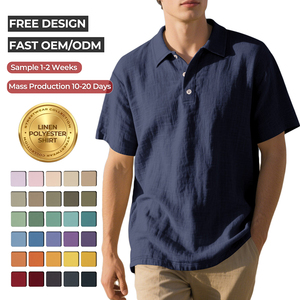 Wholesale Mens <strong>Linen</strong> Polyester Short Sleeve <strong>Polo</strong> <strong>Shirt</strong> Loose Fit Pullover Casual Streetwear Beach Holiday <strong>Polo</strong> T <strong>Shirts</strong> for Men - Product Image 1