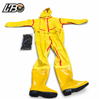 HBC Einteiliger Wasserdichter Sicherheits-Regenanzug mit Kapuze Vollständige Abdeckung Industrieller Arbeits-Regenoverall mit Hoher Sichtbarkeit