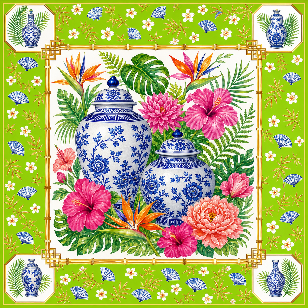 Lime Green Blue Jar