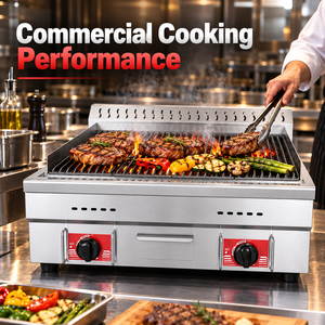 Grill au gaz commercial en <span class=keywords><strong>pierre</strong></span> <span class=keywords><strong>de</strong></span> <span class=keywords><strong>lave</strong></span>, gril <span class=keywords><strong>de</strong></span> comptoir en acier inoxydable, <span class=keywords><strong>barbecue</strong></span> à roche volcanique pour restaurant, 2 brûleurs 2026 - Product Image 3