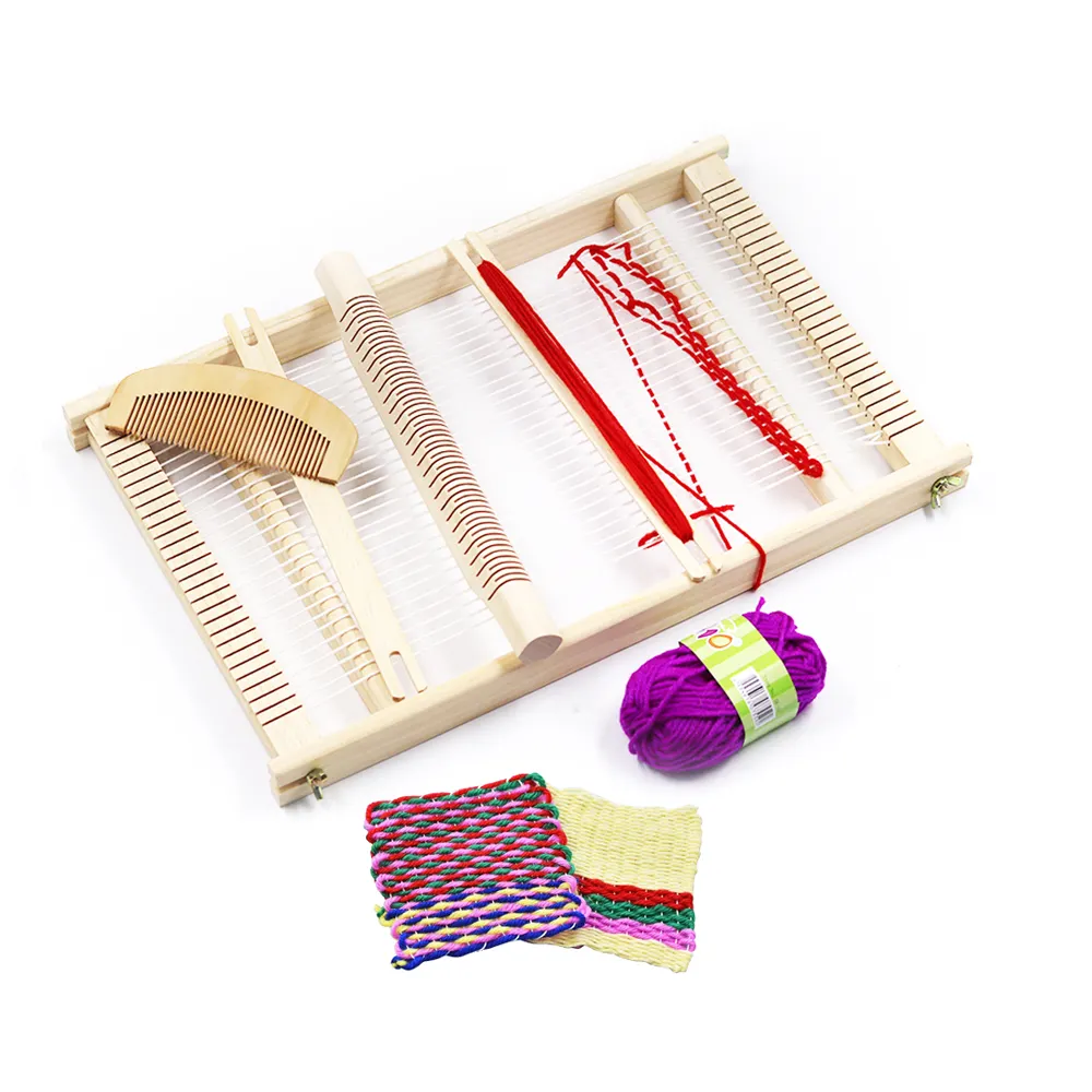 DIY el örgü ahşap tezgah oyuncaklar dokuma kitleri çocuklar için çocuk dokuma makinesi entelektüel gelişim tezgah