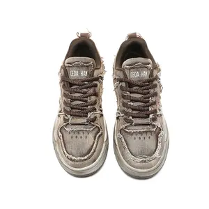 Zapatos de Mezclilla Retro para Hombre, Transpirables, Versátiles, con Diseño de Borlas Desgastadas, Estilo Deportivo Informal para Parejas, Hip Hop - Product Image 3