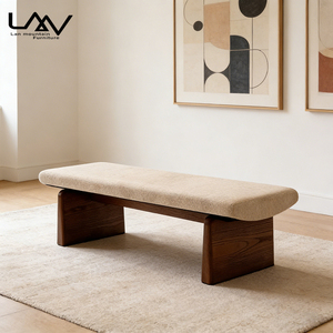 Banc de repos de style nordique pour salon de villa, chambre d'hôtel, avec structure en bois et revêtement en tissu de luxe, banc d'appoint pour la fin <span class=keywords><strong>du</strong></span> lit, mobilier de maison - Product Image 5