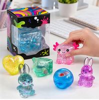 TOYSRUNNER Ensemble d'animaux en peluche doux et compressibles, avec paillettes, thème marine, cube, gemme, cœur, boule anti-stress, jouet sensoriel, cadeau pour enfants unisexe