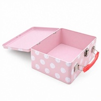Boîte à lunch personnalisée en fer blanc rose, boîte de rangement métallique avec poignée et fermoir à clapet, étui de transport rectangulaire pour pique-nique