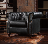 Luxe antique classique rétro Faux cuir chaise longue en cuir canapé à cigares en cuir pour salon réception fauteuil à l'ancienne