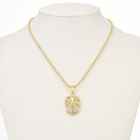 Collier pendentif tête de lion hip-hop pour homme avec chaîne en alliage plaqué or, entièrement orné de cristaux, bijou de fête tendance pour cadeau
