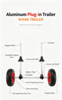 Chariot de transport pliable pour bateau et kayak, avec roues anti-crevaison pour le transport de bateaux sur sable, plage et lac