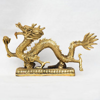 Cadeaux et artisanat, décoration intérieure, statue en laiton Feng Shui, figurine de dragon chinois antique, électro-plaquée