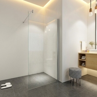 Porte de douche carrée sans cadre 8/10 mm avec verre clair/givré et profil noir/argent, cabine de douche WC BL-040