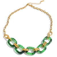 Collier en acier inoxydable JINYOU 6069 avec maillons ovales en résine, réglable, bijou tendance pour la vente en gros