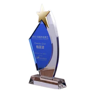 Classic Design Crystal Shield Awards with Metal Star