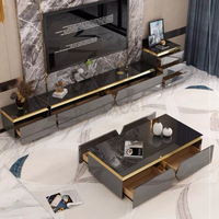 Meuble Offre Spéciale d'usine meuble TV beau et ensemble de table basse meuble TV moderne en verre noir meuble TV pour le salon
