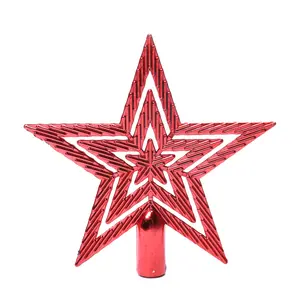 Rode Kerstster Boomtopper Op Maat Gemaakte 5-Punts Gouden Plastic Kerstversiering