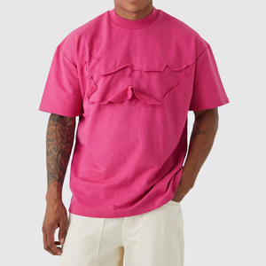 Custom OEM Men's Oversized <b>Pink</b> Cotton <b>T</b>-<b>Shirt</b> Short Sleeve O-Neck Solid Color Casual Jersey Knitted <b>Plain</b> Dyed Blank Design - Product Image 1