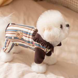 Teddy Small Dog Clothes Striped Belly Cover Sailor <b>Collar</b> <b>Pet</b> Apparel Four Seasons Dress - Product Image 4