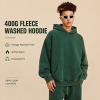 Sweat à capuche 400 GSM en molleton épais, délavé style vintage, pour homme, streetwear, OEM