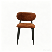 Chaise de salle à manger confortable et luxueuse avec pieds en métal, en tissu velours capitonné, style moderne du milieu du siècle