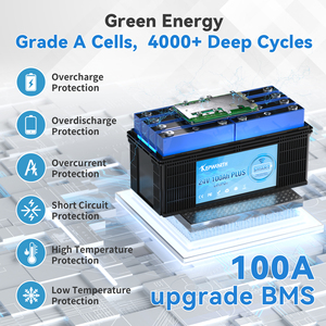 Kepworth EU Stock <b>24V</b> 100Ah Lithium Marine <b>Battery</b> with 100A BMS Rechargeable Lithium Iron Phosphate <b>Battery</b> 25.6V 100Ah - Product Image 3