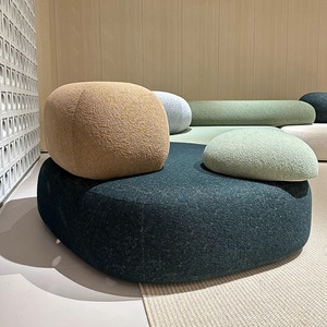 Divano Modulare Curvo di <span class=keywords><strong>Design</strong></span> Italiano, Set da Soggiorno di Lusso in Tessuto a 7 Posti, Divano Irregolare a Forma di Ciottolo - Product Image 6