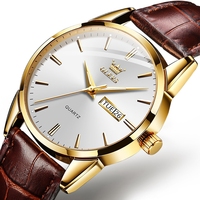 Montre à quartz Fashion Olevs pour homme avec bracelet en cuir Style minimal quantité minimale de commande bas Logo personnalisé OEM