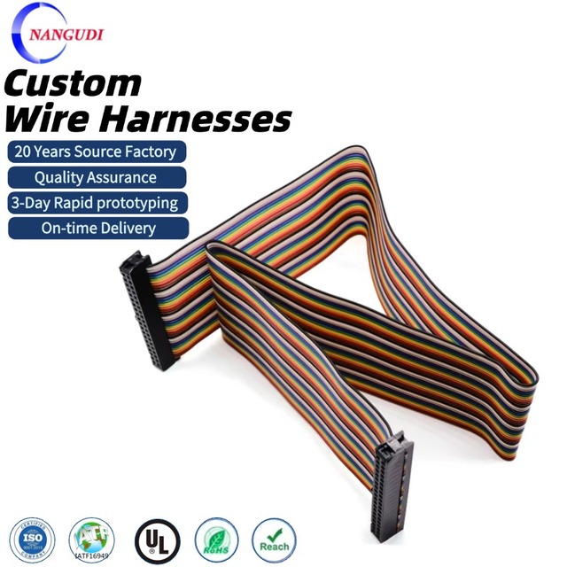 1.27mm 20 Pin Female Socket IDC Cable Assembly Electronic Application Flat Cable Flexible Ribbon 500mm Length NGD Brand Exporter