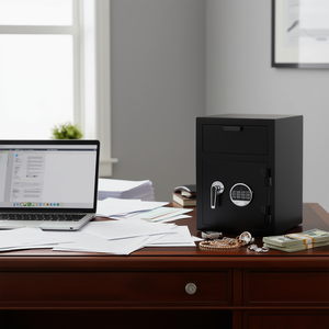 Coffre-fort numérique Drop Safe de 1,2 pieds cubes à 2 niveaux pour dépôt d'espèces, rangement de bijoux et documents, en acier thermolaqué - Product Image 2