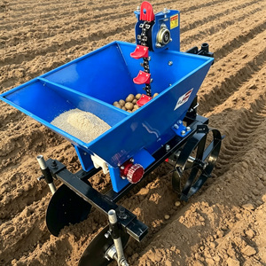 Blue One-Row Potato <b>Planter</b> with Seed Hopper and Dual <b>Wheels</b> for Farm Seeding Planting - Product Image 1