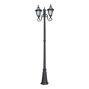 Lampadaire de jardin extérieur en fer avec abat-jour en verre LED, lumière blanc chaud 2700K, IP66, ampoule A19 non amovible, AC 220V, détecteur de mouvement, alimenté par énergie solaire - Product Image 5