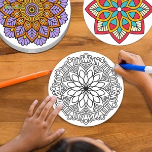 Prix de gros 8Pcs Personnalisé Mandala Velours Affiche avec Marqueurs Gel Stylos Crayons Couleur Combinaison <span class=keywords><strong>Datura</strong></span> Diy Coloriage Jouets - Product Image 5