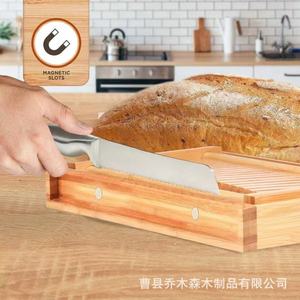 Bamboo Bread Cutting And Storage Tray Rectangle Multifunctional With Breadcrumb Collector For <b>Kitchen</b> Use - Product Image 2