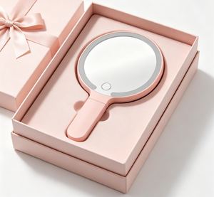 Round <b>LED</b> Makeup <b>Mirror</b> with Touch Switch Portable Paraffin Wax Design Minimalist Style Safe for Home Use Freestanding Christmas - Product Image 4