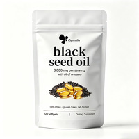 Suplemen Diet Bebas Gluten Minyak Biji Hitam 3000 Mg Softgel dengan Minyak Oregano Label Pribadi Khusus